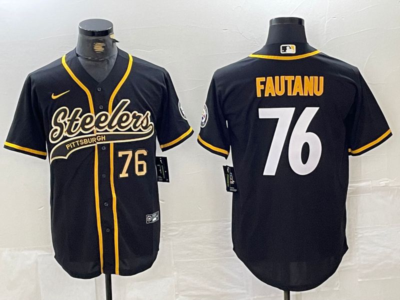 Men Pittsburgh Steelers #76 Fautanu Black Joint Name 2024 Nike Limited NFL Jersey style 2->pittsburgh steelers->NFL Jersey